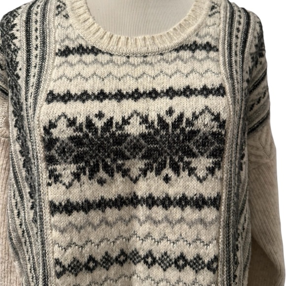 Women's Cabi Black and Cream Winter Patterned Sweater - Picture 5 of 12